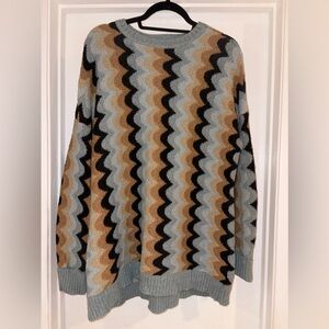 Show Me Your MuMu Retro Wave Sweater - Black, Brown, Light Blue, Tan